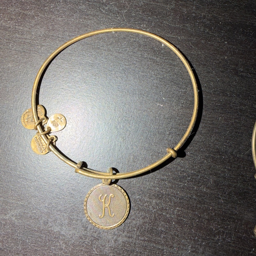 Alex and ani Gold Initial Charm Bangle Bracelet